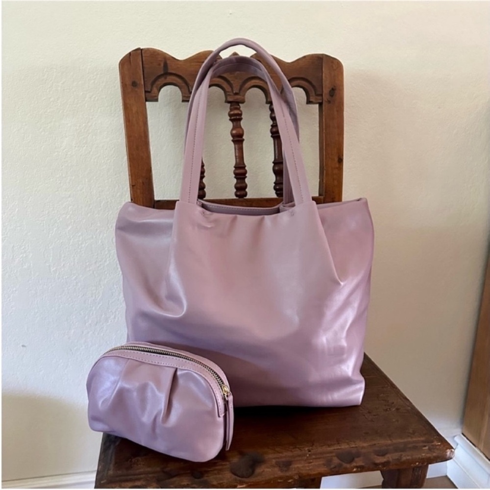 Neiman Marcus Vegan Leather Tote with Pouch